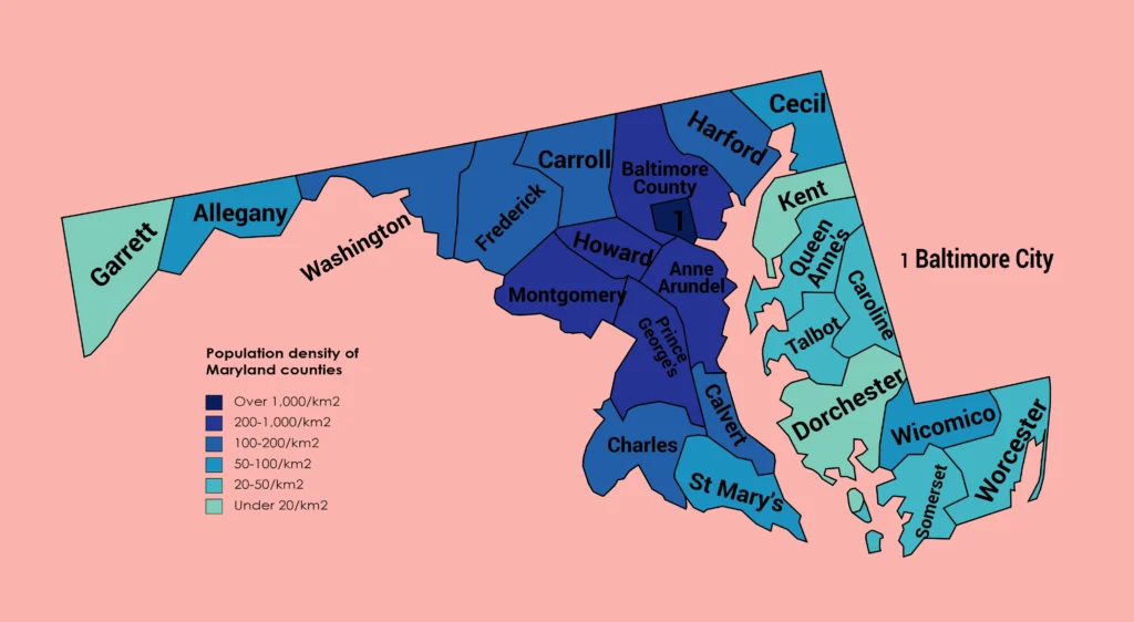 Population density of Maryland c